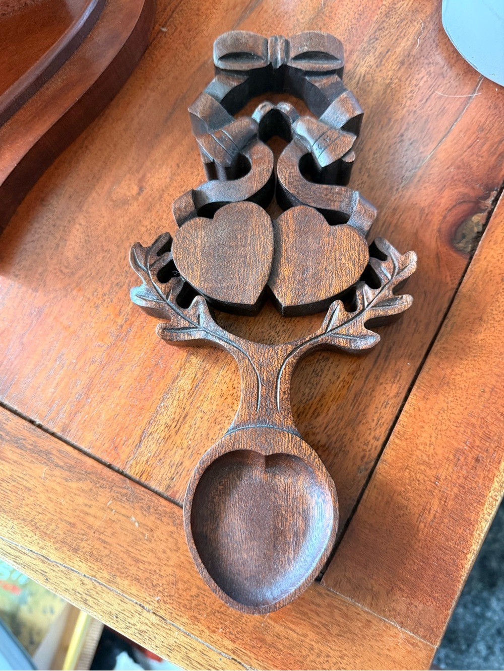 9 1/4" Vintage Large Traditional Hand Carved Wood Welsh Love Spoon Wedding